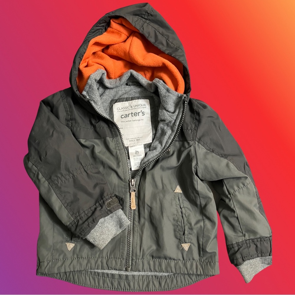 Carter’s Boys 2T Fleece Lined Lightweight Spring Fall Jacket Zip Up Pockets
